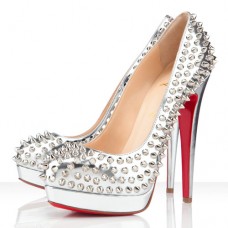 Escarpins Christian Louboutin Bianca Spikes, plateformes de 140 mm, argent Escarpins Christian Louboutin Bianca Spikes, plateformes de 140 mm, argent