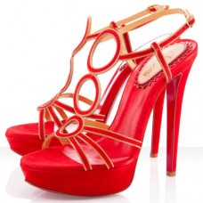 Sandales Christian Louboutin TroisRonds 140 mm, rouge mandarine