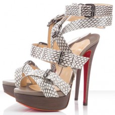 Sandales Christian Louboutin Toutenkaboucle 140 mm gris clair