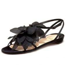Sandales Christian Louboutin Petal en crêpe noir