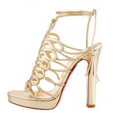Sandales à pampilles Christian Louboutin 120 mm dorées