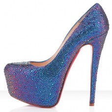 Escarpins Christian Louboutin Daffodile Strass 160 mm à plateforme bleus Escarpins Christian Louboutin Daffodile Strass 160 mm à plateforme bleus