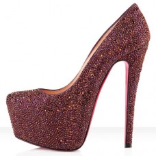 Escarpins Christian Louboutin Daffodile Strass 160 mm à plateforme prune Escarpins Christian Louboutin Daffodile Strass 160 mm à plateforme prune