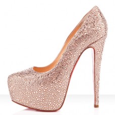 Escarpins Christian Louboutin Daffodile Strass 160 mm, plateformes couleur pêche claire Escarpins Christian Louboutin Daffodile Strass 160 mm, plateformes couleur pêche claire