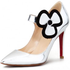 Escarpins Mary Jane argentés Christian Louboutin Pensee 100 mm