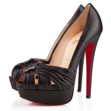 Escarpins Christian Louboutin Jenny 140 mm à bout ouvert noirs Escarpins Christian Louboutin Jenny 140 mm à bout ouvert noirs