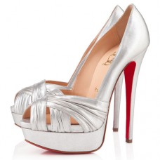 Escarpins Christian Louboutin Jenny 140 mm à bout ouvert argentés Escarpins Christian Louboutin Jenny 140 mm à bout ouvert argentés