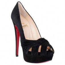 Escarpins Christian Louboutin Jenny 140 mm à bout ouvert noirs Escarpins Christian Louboutin Jenny 140 mm à bout ouvert noirs