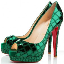 Escarpins Christian Louboutin Sobek 100 mm à bout ouvert verts Escarpins Christian Louboutin Sobek 100 mm à bout ouvert verts