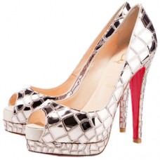 Christian Louboutin Sobek 100mm Peep Toe Pompes Platine