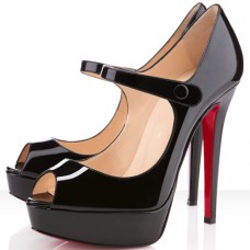 Escarpins Christian Louboutin Bana 140 mm à bout ouvert noirs Escarpins Christian Louboutin Bana 140 mm à bout ouvert noirs