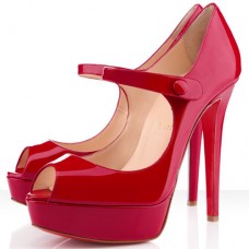 Escarpins Christian Louboutin Bana 140 mm à bout ouvert rouges Escarpins Christian Louboutin Bana 140 mm à bout ouvert rouges