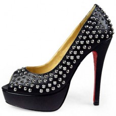 Escarpins Christian Louboutin Arielle 120 mm à bout ouvert noirs Escarpins Christian Louboutin Arielle 120 mm à bout ouvert noirs