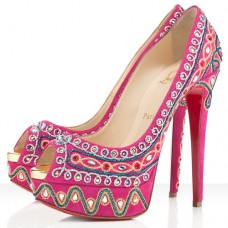 Escarpins Christian Louboutin Bollywoody 140 mm à bout ouvert Rose Matador Escarpins Christian Louboutin Bollywoody 140 mm à bout ouvert Rose Matador