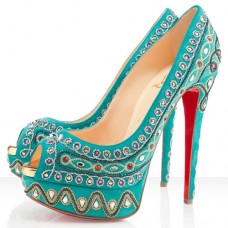 Escarpins Christian Louboutin Bollywoody 140 mm à bout ouvert Caraïbes Escarpins Christian Louboutin Bollywoody 140 mm à bout ouvert Caraïbes