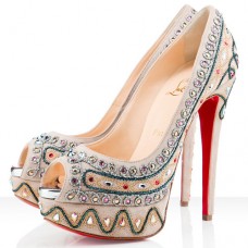 Escarpins Christian Louboutin Bollywoody 140 mm à bout ouvert, couleur taupe Escarpins Christian Louboutin Bollywoody 140 mm à bout ouvert, couleur taupe