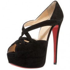 Escarpins Christian Louboutin Lady Corset 140 mm à bout ouvert noirs Escarpins Christian Louboutin Lady Corset 140 mm à bout ouvert noirs