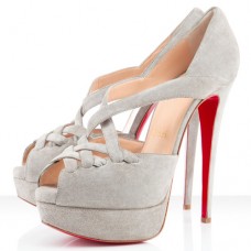 Escarpins Christian Louboutin Lady Corset 140 mm à bout ouvert, couleur taupe Escarpins Christian Louboutin Lady Corset 140 mm à bout ouvert, couleur taupe