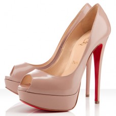 Escarpins Christian Louboutin Lady 140 mm à bout ouvert couleur nude