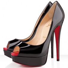 Escarpins Christian Louboutin Lady 140 mm à bout ouvert noirs Escarpins Christian Louboutin Lady 140 mm à bout ouvert noirs