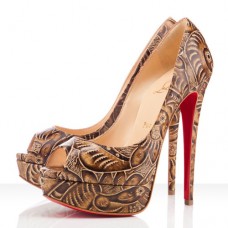 Escarpins Christian Louboutin Lady 140 mm à bout ouvert, couleur naturelle Escarpins Christian Louboutin Lady 140 mm à bout ouvert, couleur naturelle