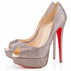 Escarpins Christian Louboutin Lady 140 mm à bout ouvert multicolores Escarpins Christian Louboutin Lady 140 mm à bout ouvert multicolores