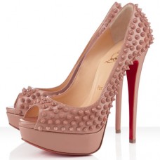 Escarpins Christian Louboutin Lady Peep Spikes 140 mm à bout ouvert couleur nude Escarpins Christian Louboutin Lady Peep Spikes 140 mm à bout ouvert couleur nude
