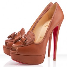 Escarpins Christian Louboutin Alta Campus 140 mm à bout ouvert, couleur fauve