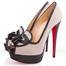 Escarpins Christian Louboutin Alta Campus 140 mm à bout ouvert, couleur naturelle
