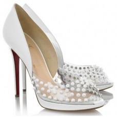 Escarpins Christian Louboutin Engin 120 mm à bout ouvert blancs Escarpins Christian Louboutin Engin 120 mm à bout ouvert blancs