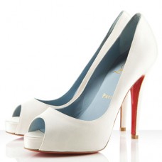 Escarpins Christian Louboutin Very Privé 120 mm à bout ouvert, blanc cassé