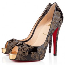 Escarpins Christian Louboutin Very Privé 120 mm à bout ouvert, couleur or Escarpins Christian Louboutin Very Privé 120 mm à bout ouvert, couleur or