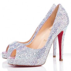 Escarpins Christian Louboutin Very Riche Strass 120 mm à bout ouvert et cristaux Escarpins Christian Louboutin Very Riche Strass 120 mm à bout ouvert et cristaux