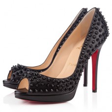 Escarpins Christian Louboutin Yolanda Spikes 120 mm à bout ouvert noirs