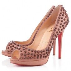 Escarpins Christian Louboutin Yolanda Spikes 120 mm à bout ouvert couleur nude Escarpins Christian Louboutin Yolanda Spikes 120 mm à bout ouvert couleur nude