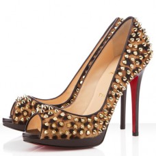 Escarpins Christian Louboutin Yolanda Spikes 120 mm à bout ouvert, imprimé léopard Escarpins Christian Louboutin Yolanda Spikes 120 mm à bout ouvert, imprimé léopard
