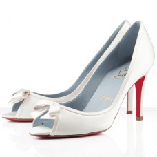 Escarpins Christian Louboutin Milady 80 mm à bout ouvert, blanc cassé