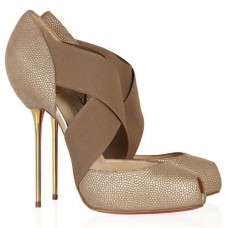 Escarpins Christian Louboutin Big Dorcet 120 mm à bout ouvert beige Escarpins Christian Louboutin Big Dorcet 120 mm à bout ouvert beige