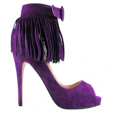 Escarpins Christian Louboutin Short Tina Fringe 120 mm Occasion Spéciale Parme