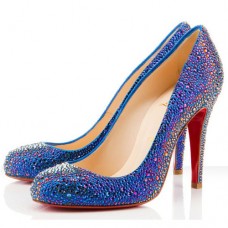 Christian Louboutin Fifi Strass 100 mm Occasion Spéciale Bleu Christian Louboutin Fifi Strass 100 mm Occasion Spéciale Bleu
