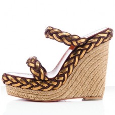 Escarpins compensés Christian Louboutin Cadena Tresse 140 mm marron