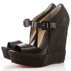 Espadrilles compensées Christian Louboutin Praia 140 mm noires Espadrilles compensées Christian Louboutin Praia 140 mm noires