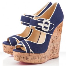 Escarpins compensés Christian Louboutin Melides 140 mm bleu marine Escarpins compensés Christian Louboutin Melides 140 mm bleu marine