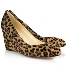 Compensées Christian Louboutin Peanut 80 mm Léopard