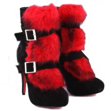 Bottines Christian Louboutin Toundra en fourrure rouge de 120 mm Bottines Christian Louboutin Toundra en fourrure rouge de 120 mm