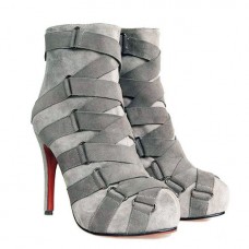 Bottines Christian Louboutin Nitoinimoi Bandage 120 mm grises Bottines Christian Louboutin Nitoinimoi Bandage 120 mm grises