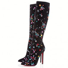 Bottes Christian Louboutin Pigalle Botta Strass 120 mm noires
