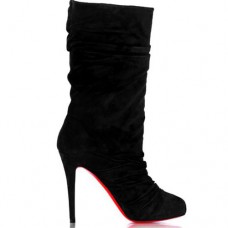 Bottes Christian Louboutin Velours Scrunch 100 mm noires Bottes Christian Louboutin Velours Scrunch 100 mm noires