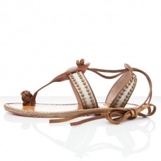 Sandales plates Christian Louboutin Hola Nina marron