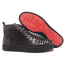 Baskets Christian Louboutin Louis Spikes Chocolat